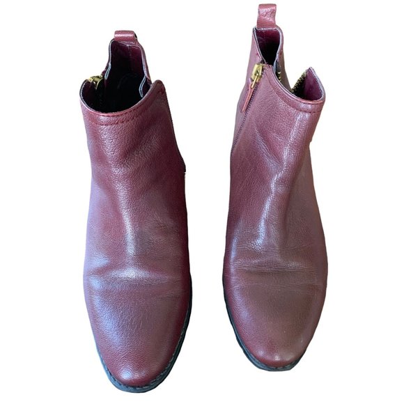 Franco Sarto Cranberry Burgundy Leather Ankle Booties - Picture 2 of 9